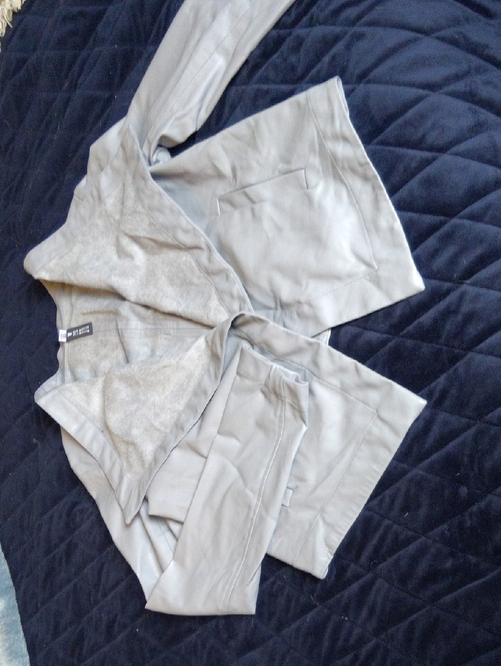 Design Lab Lord & Taylor Light Gray Leather Jacket